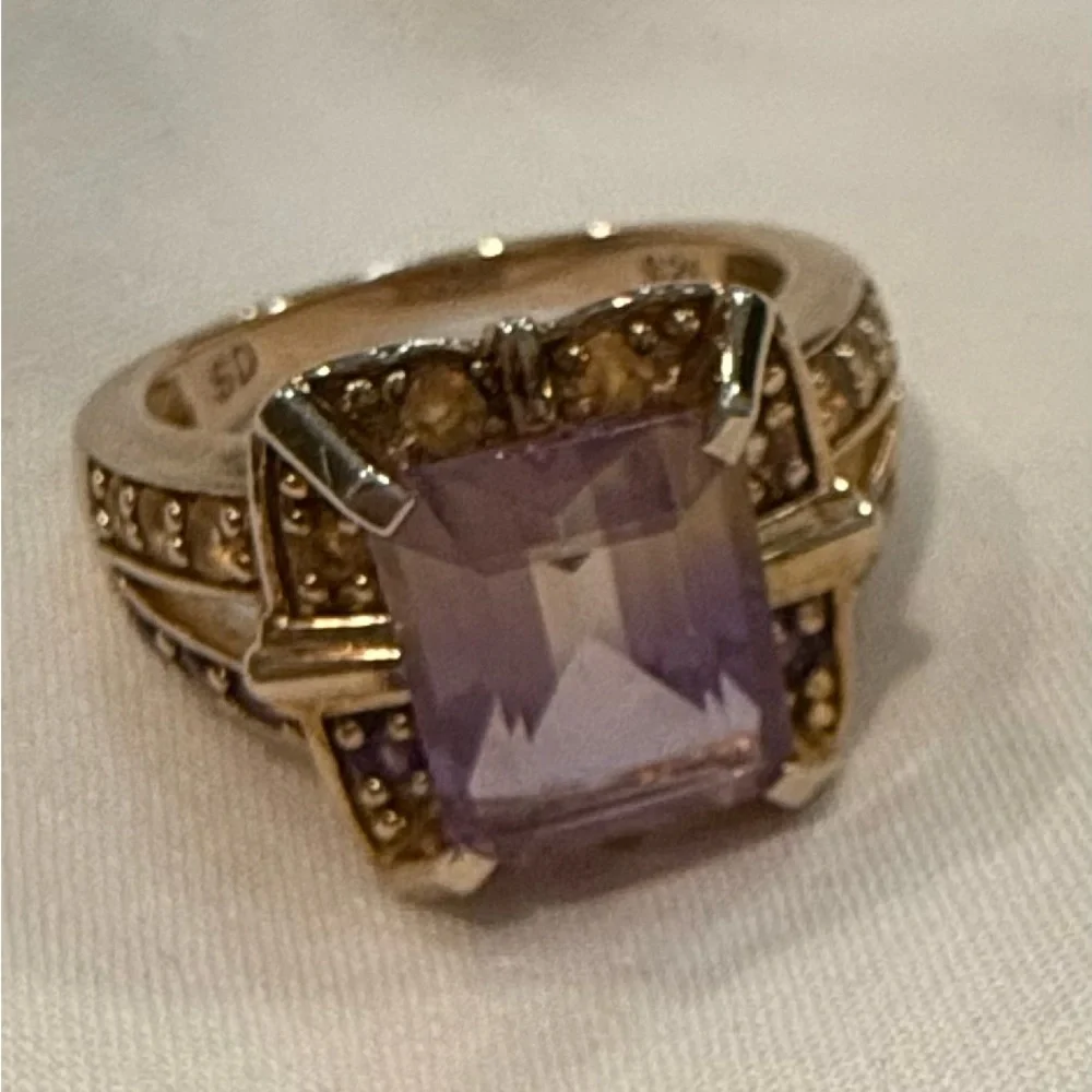 Ametrine vintage ring size 7.75-8? sterling silver w/ gold layer over 925 Estate - Picture 1 of 14